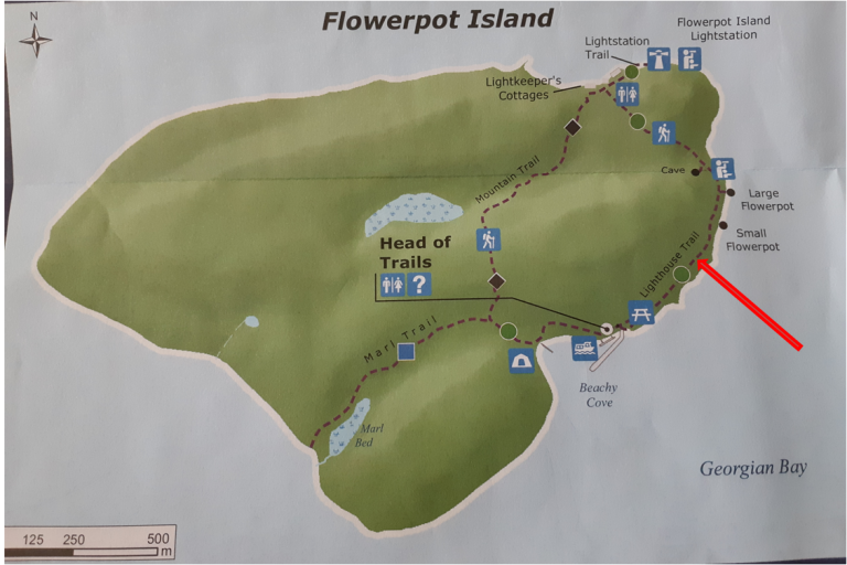 꽃병섬 트레일 지도